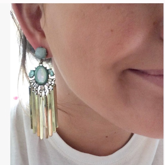 Golden Opal Statement Earrings - Picture 6 of 7